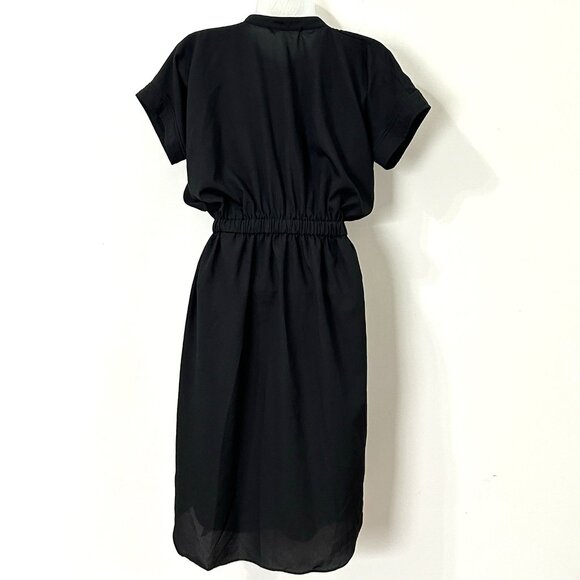 DEE & RAY Black Shirt Dress XS Dolman Sleeve Blouson Style Elastic Waist - Picture 2 of 9